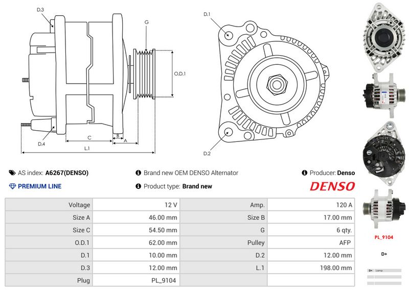 AS-PL A6267(DENSO) Alternator