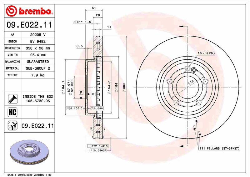 Диск тормозной (передний) BREMBO