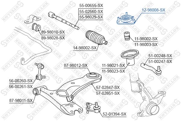 STELLOX 12-98008-SX Suspension Strut Support Mount