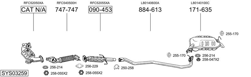 BOSAL kipufogórendszer SYS03259