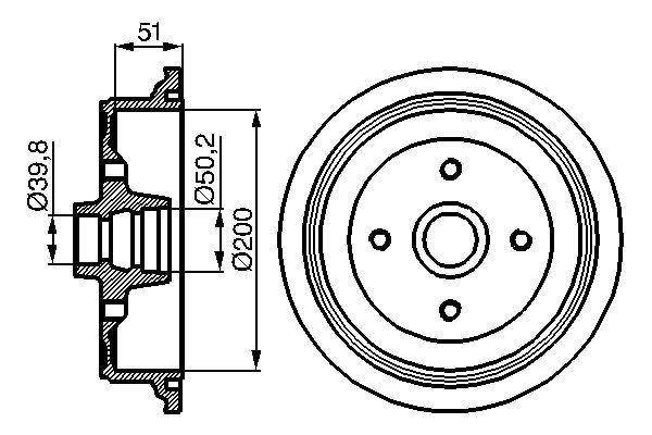 BOSCH 0 986 477 016 Барабан тормозной (задний) Audi 80/90/Coupe 80-91 (108x52)