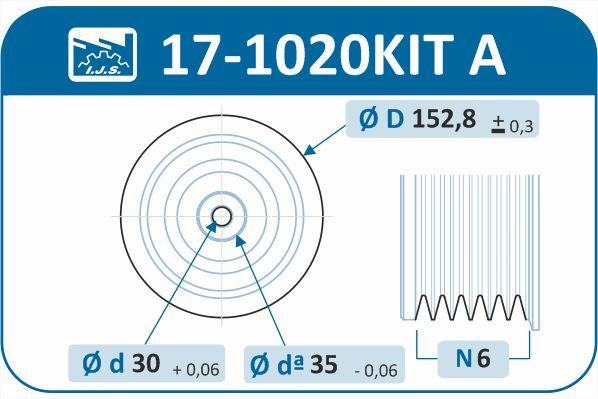 Комплект шківів, колінчатий вал, Ijs 17-1020KITA