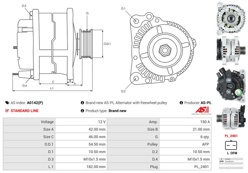 AS-PL A0142(P) Alternator