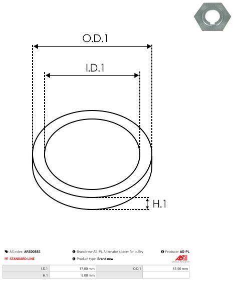 Remondikomplekt, generaator, AS-PL ARS0088S