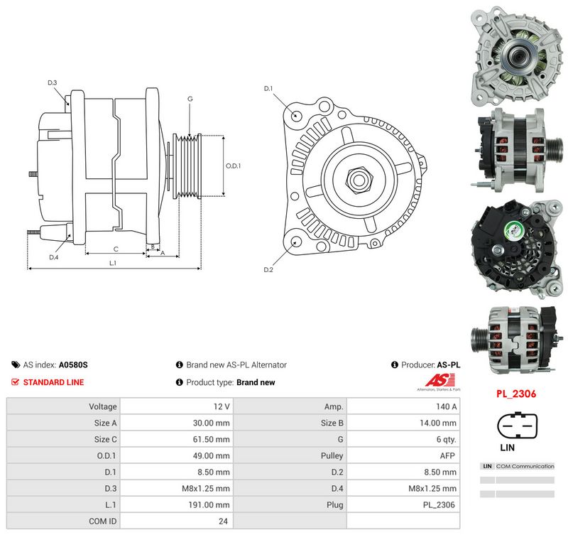 Generaator, AS-PL A0580S