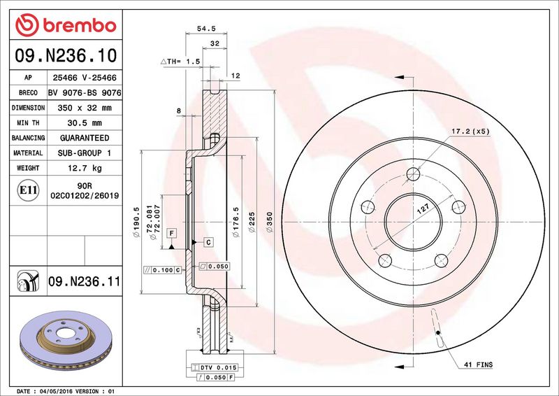 Disc frana 09.N236.11 BREMBO