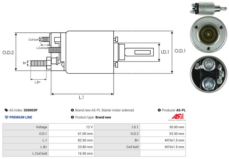 AS-PL SS0003P Solenoid Switch, starter