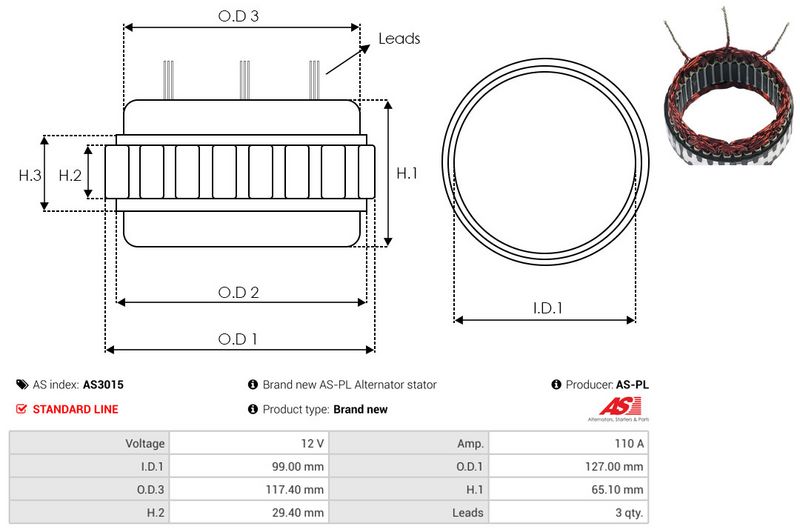 Staator, generaator, AS-PL AS3015