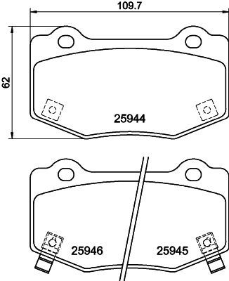 Комплект гальмівних накладок, дискове гальмо, Hella 8DB355043-851