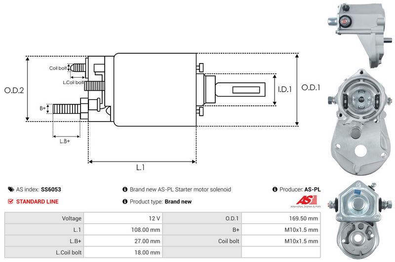 AS-PL SS6053 Solenoid Switch, starter
