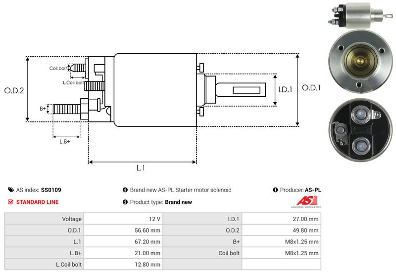 AS-PL SS0109 Solenoid Switch, starter