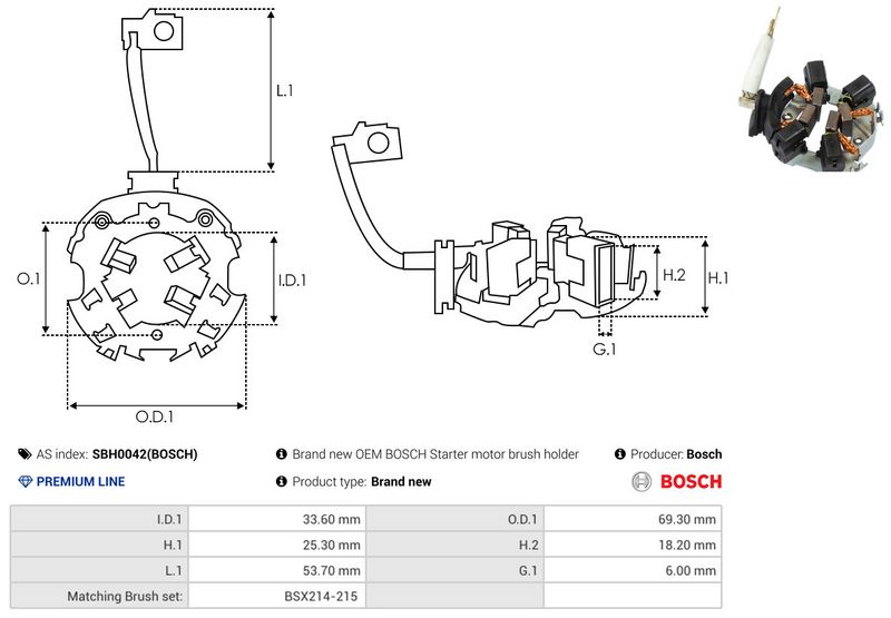 AS-PL SBH0042(BOSCH) Holder, carbon brushes