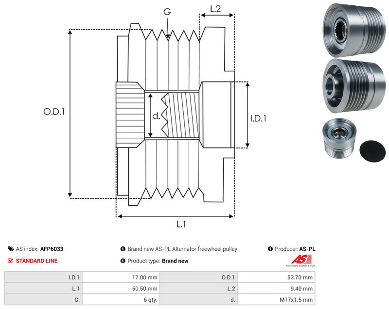 AS-PL AFP6033 Alternator Freewheel Clutch