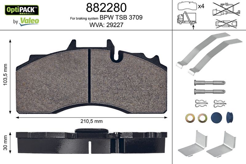 set placute frana,frana disc VALEO OPTIPACK 882280