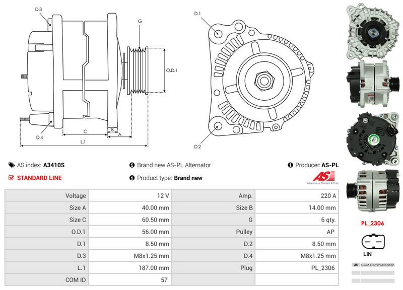 AS-PL A3410S Alternator