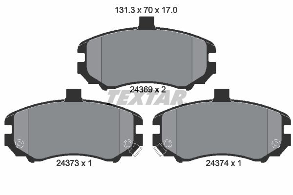 Комплект гальмівних накладок, дискове гальмо, Textar 2436901