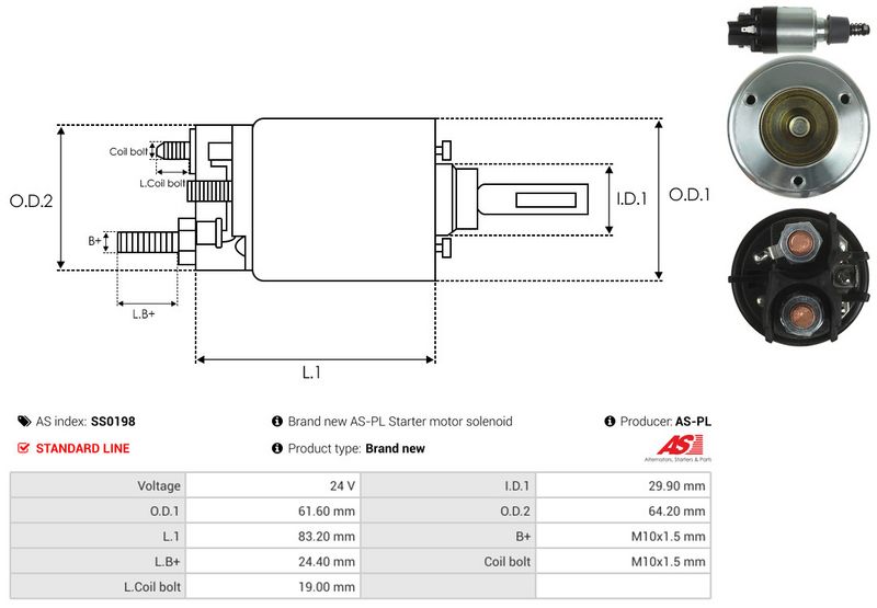 AS-PL SS0198 Solenoid Switch, starter