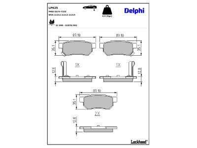 DELPHI LP625 Brake Pad Set, disc brake