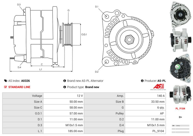 AS-PL A0326 Alternator