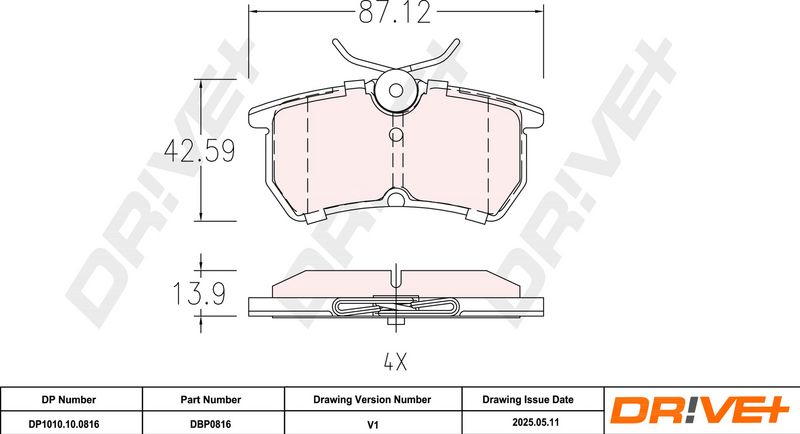 Set placute frana,frana disc DP1010.10.0816 Dr!ve+