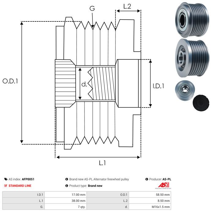 AS-PL AFP0051 Alternator Freewheel Clutch