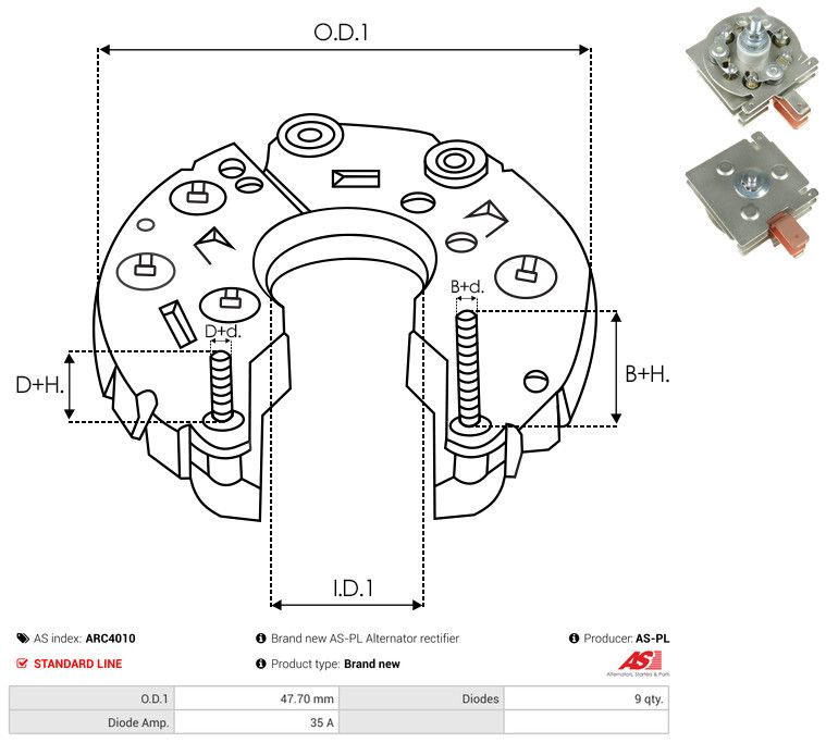 AS-PL ARC4010 Rectifier, alternator