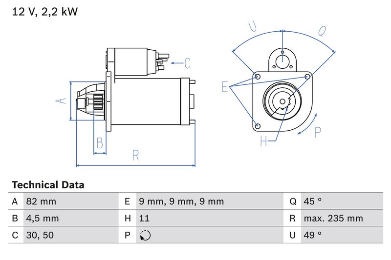 BOSCH Startmotor / Starter 0 986 025 550