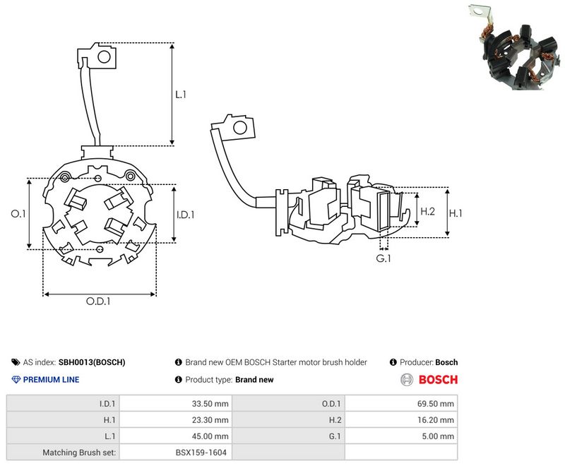 AS-PL SBH0013(BOSCH) Holder, carbon brushes