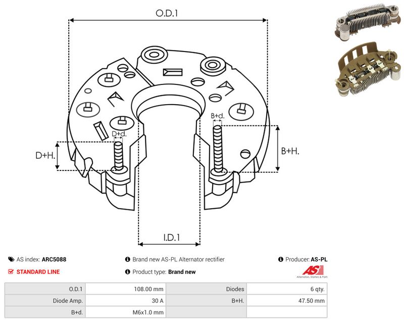AS-PL ARC5088 Rectifier, alternator