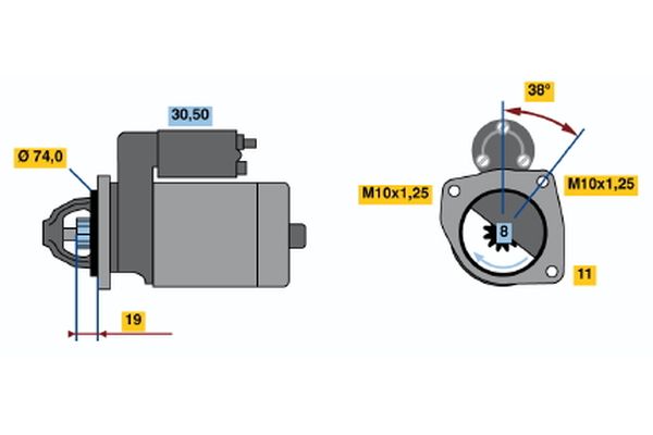 BOSCH önindító 0 986 020 731