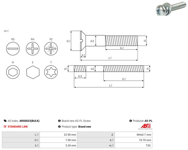 AS-PL ARS0023(BULK) Repair Set, alternator