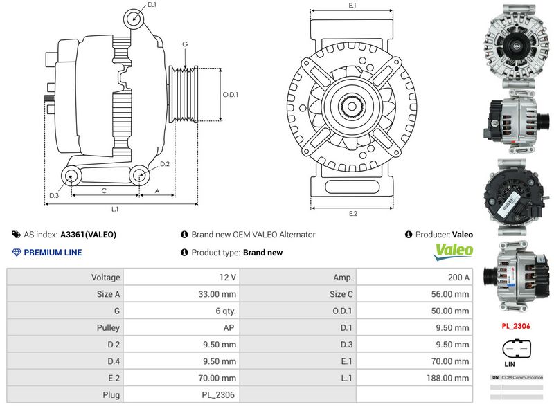 AS-PL A3361(VALEO) Alternator
