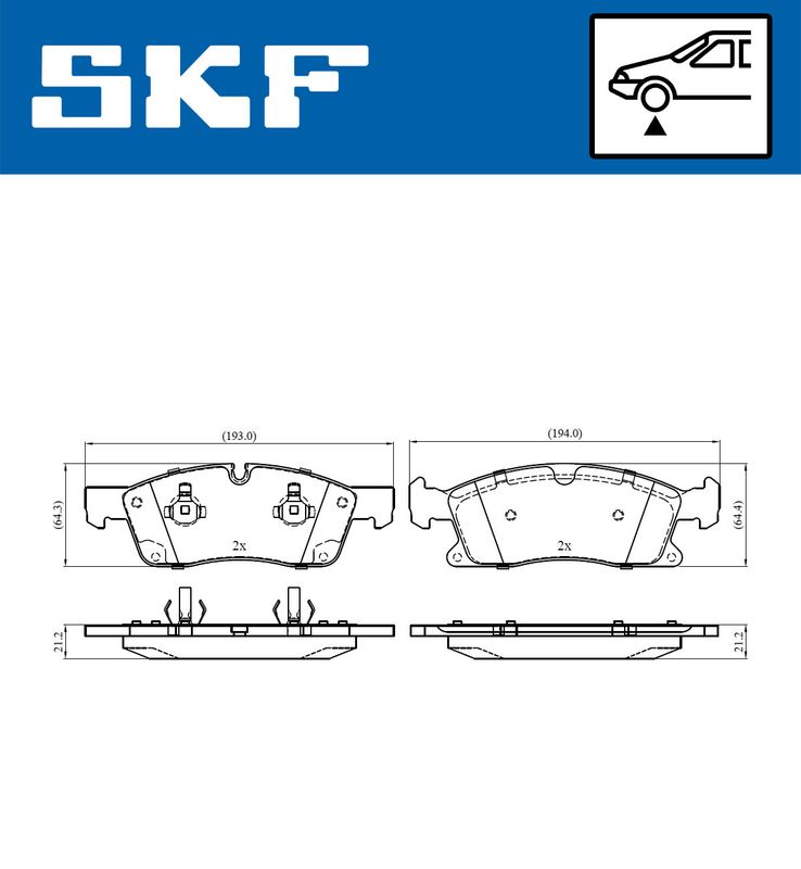 Комплект гальмівних накладок, дискове гальмо, Skf VKBP80389