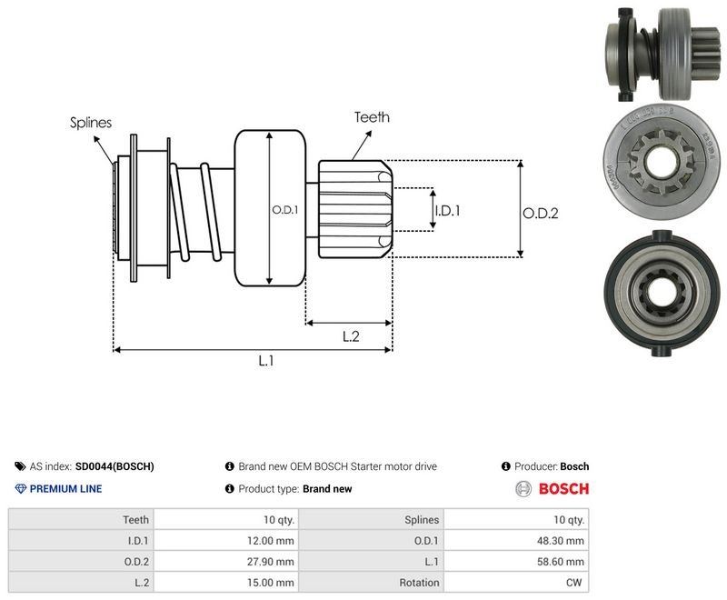 AS-PL SD0044(BOSCH) Freewheel Gear, starter