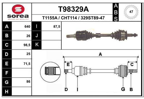 EAI hajtótengely T98329A