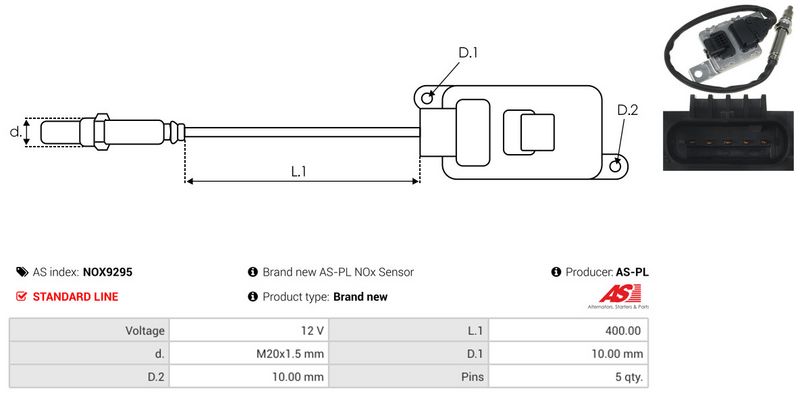 AS-PL NOX9295 NOx Sensor, urea injection