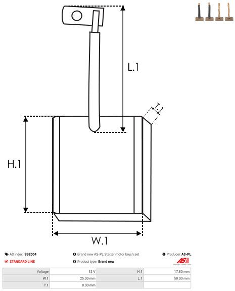 AS-PL SB2004 Carbon Brush, starter