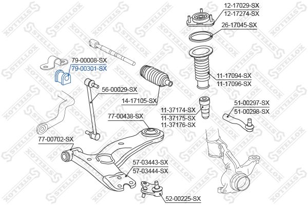 STELLOX 79-00301-SX Mounting, stabiliser bar