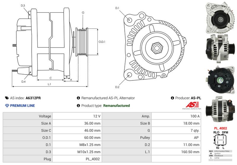 AS-PL A6312PR Alternator