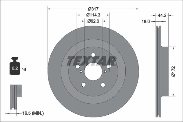 Гальмівний диск, Textar 92343103