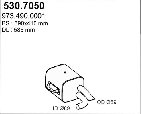 Amortizor zgomot mijloc/spate ASSO 530.7050