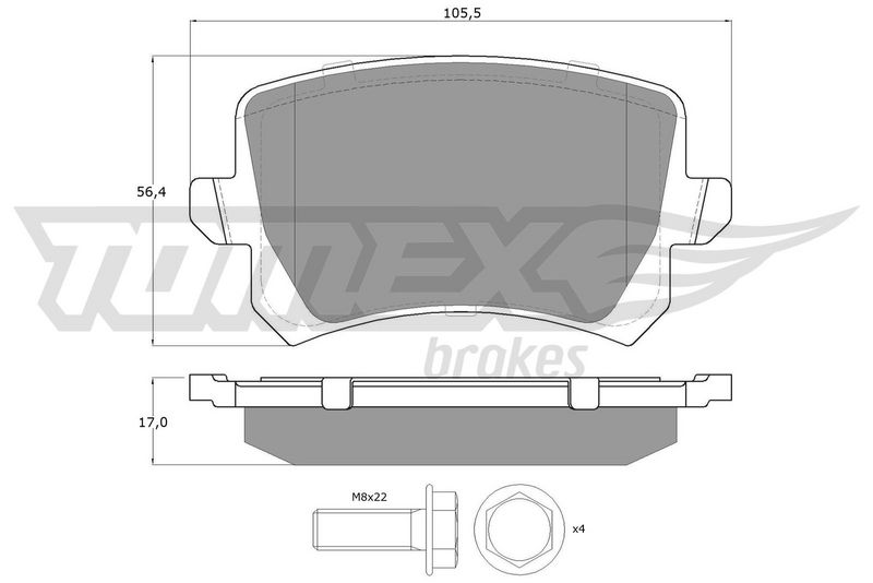 TOMEX Brakes TX 15-83 Stabdžių trinkelių rinkinys, diskinis stabdys