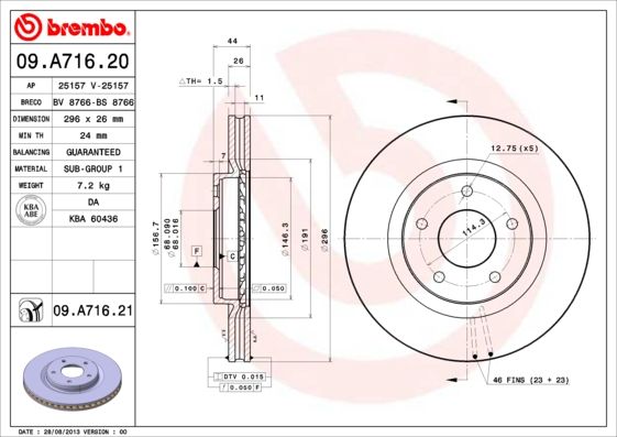 Гальмівний диск, Brembo 09.A716.20