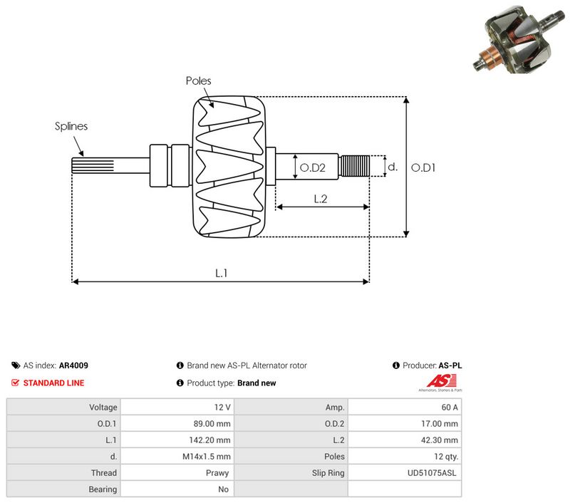 AS-PL AR4009 Rotor, alternator