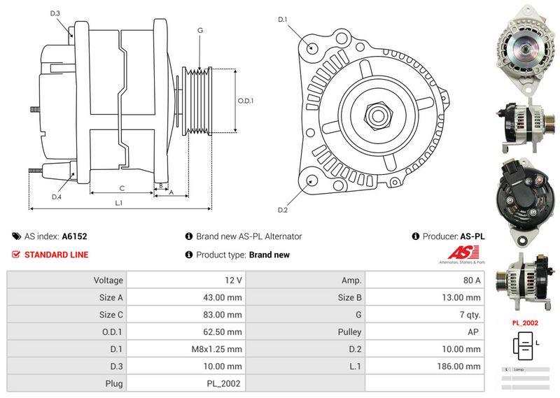 AS-PL A6152 Alternator