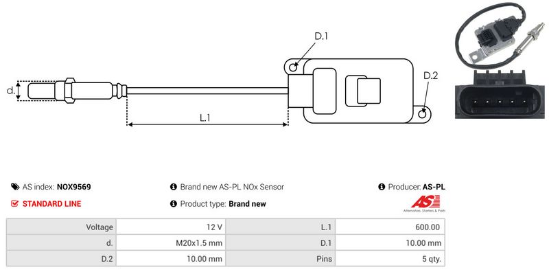 AS-PL NOX9569 NOx Sensor, urea injection