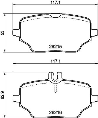 Комплект гальмівних накладок, дискове гальмо, Hella 8DB355040-331