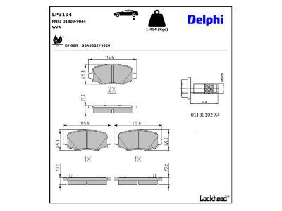 DELPHI LP3194 Brake Pad Set, disc brake