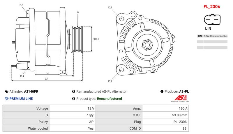 Remanufactured AS-PL Alternator