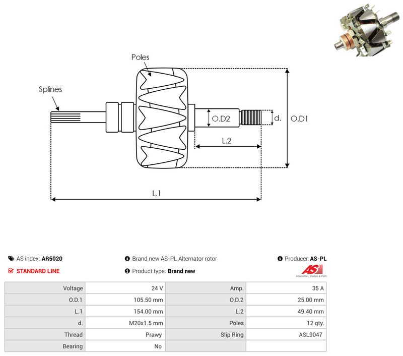 AS-PL AR5020 Rotor, alternator